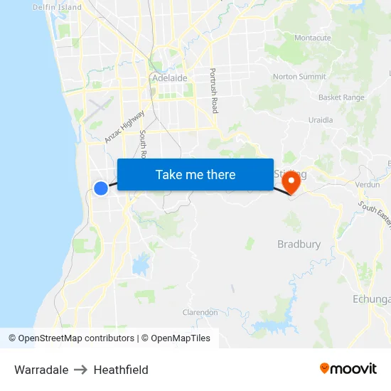 Warradale to Heathfield map