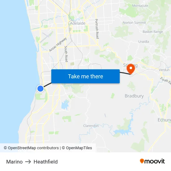 Marino to Heathfield map