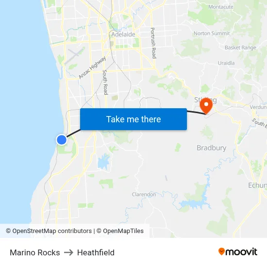 Marino Rocks to Heathfield map