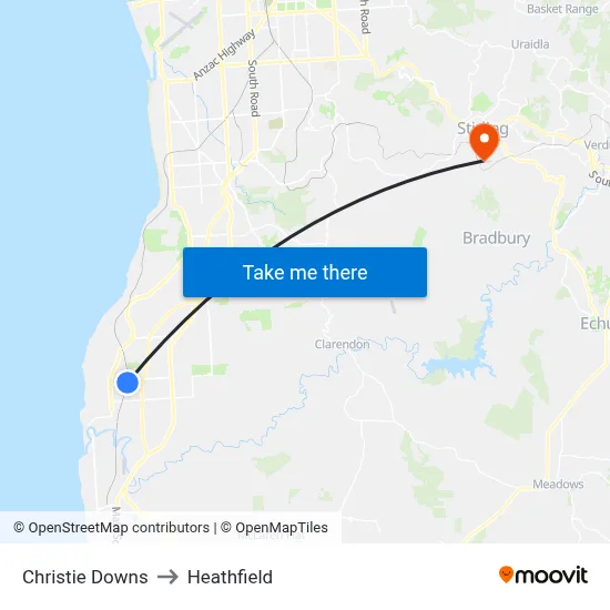 Christie Downs to Heathfield map