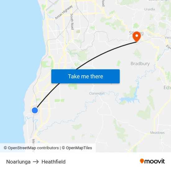 Noarlunga to Heathfield map