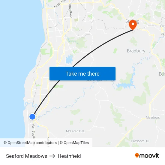 Seaford Meadows to Heathfield map