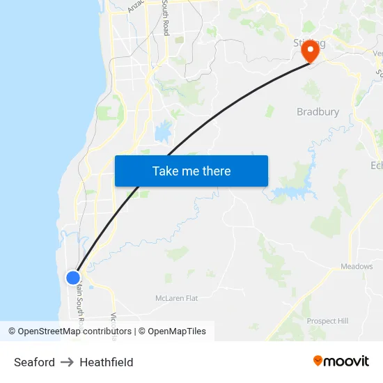 Seaford to Heathfield map