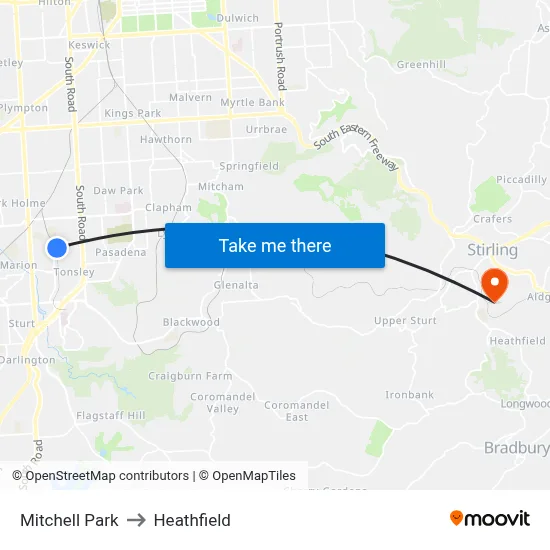 Mitchell Park to Heathfield map