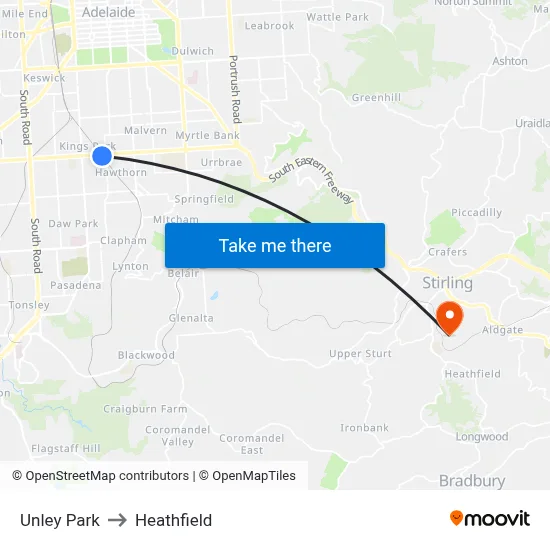 Unley Park to Heathfield map
