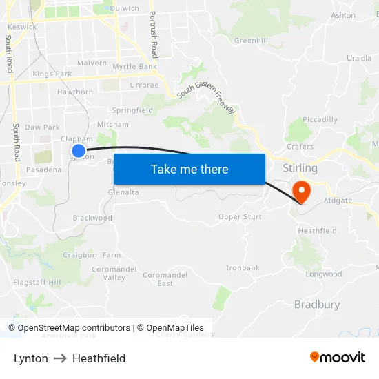 Lynton to Heathfield map