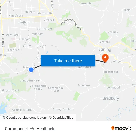 Coromandel to Heathfield map