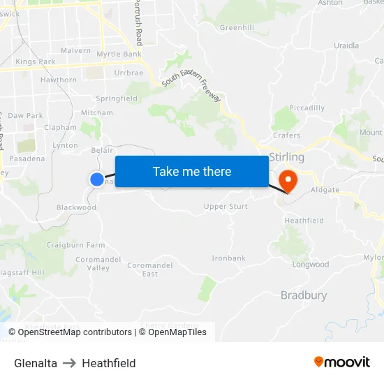 Glenalta to Heathfield map