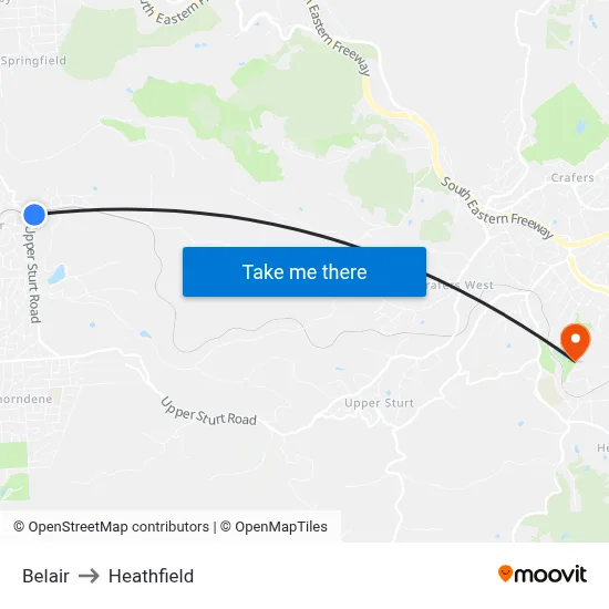 Belair to Heathfield map