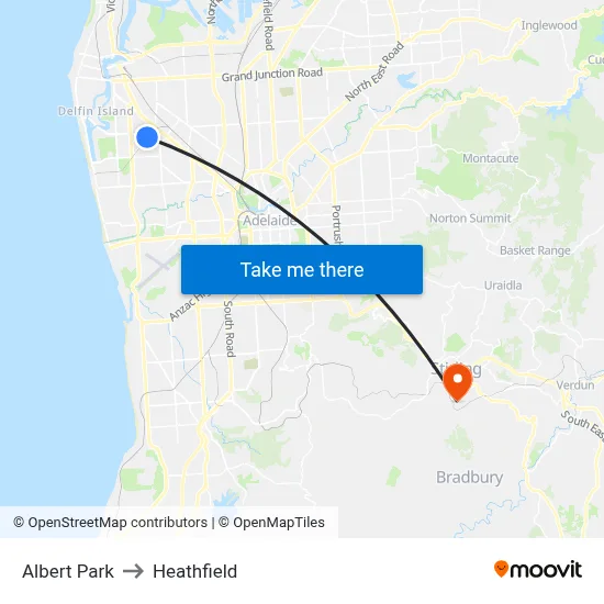 Albert Park to Heathfield map