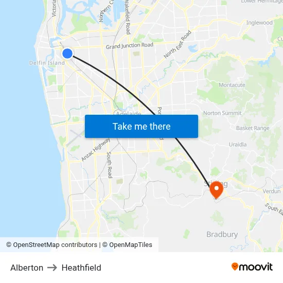 Alberton to Heathfield map