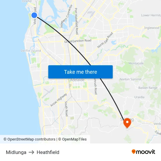Midlunga to Heathfield map