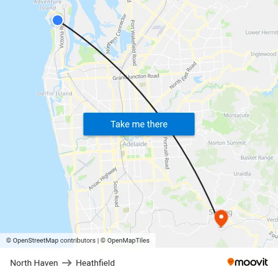 North Haven to Heathfield map