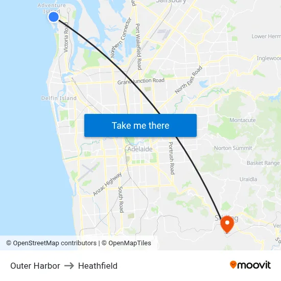Outer Harbor to Heathfield map