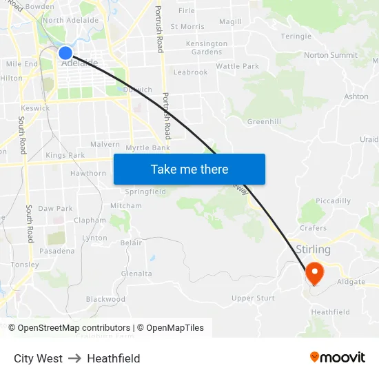 City West to Heathfield map