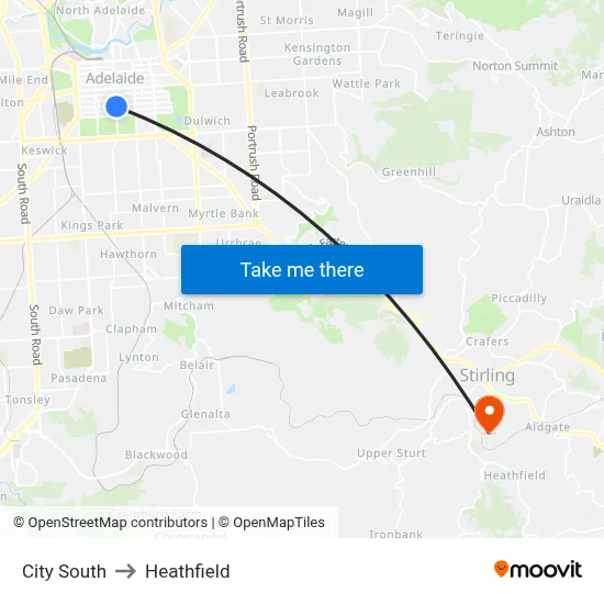City South to Heathfield map