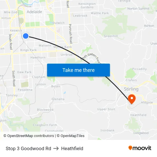 Stop 3 Goodwood Rd to Heathfield map
