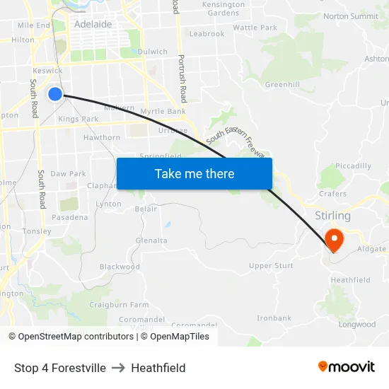 Stop 4 Forestville to Heathfield map