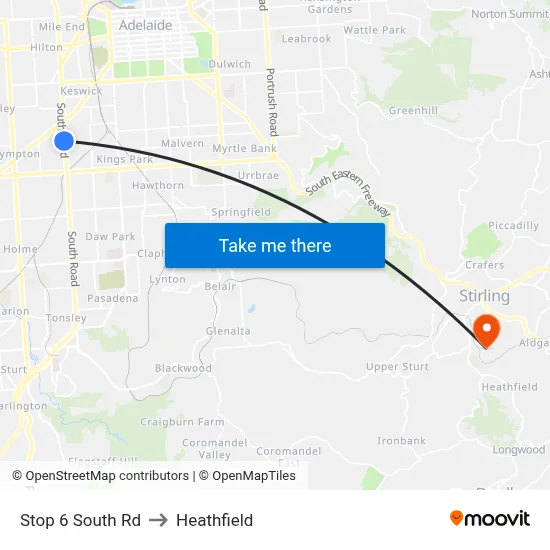 Stop 6 South Rd to Heathfield map