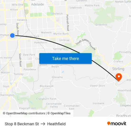 Stop 8 Beckman St to Heathfield map