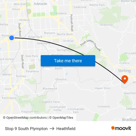 Stop 9 South Plympton to Heathfield map