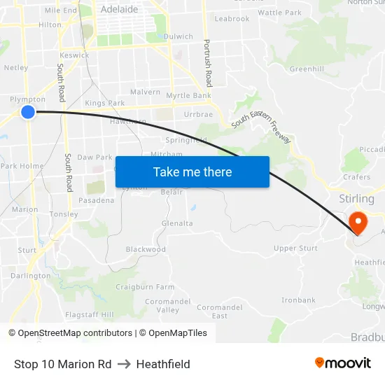 Stop 10 Marion Rd to Heathfield map
