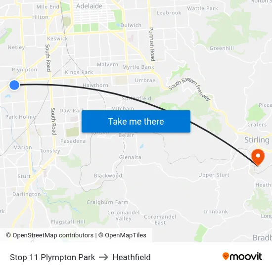 Stop 11 Plympton Park to Heathfield map