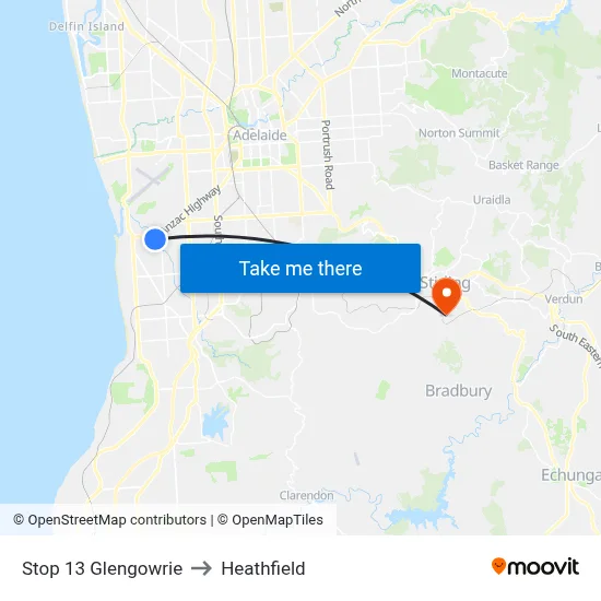 Stop 13 Glengowrie to Heathfield map