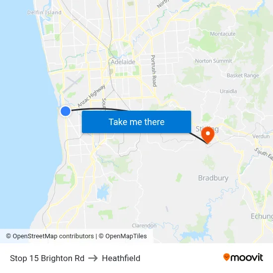 Stop 15 Brighton Rd to Heathfield map