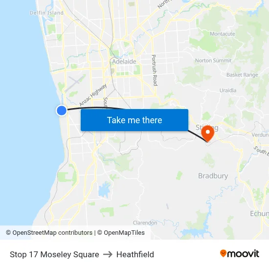 Stop 17 Moseley Square to Heathfield map