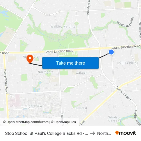 Stop School St Paul's College Blacks Rd - West side to Northfield map