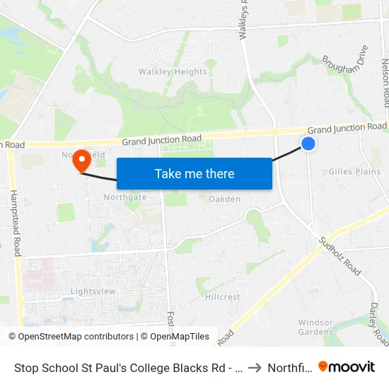 Stop School St Paul's College Blacks Rd - East side to Northfield map