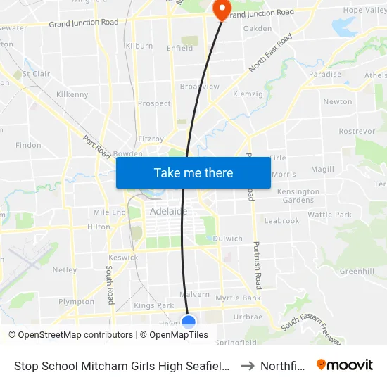 Stop School Mitcham Girls High Seafield Av to Northfield map