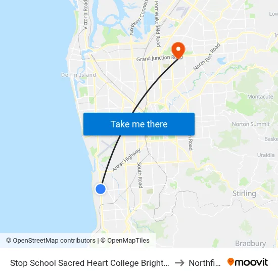 Stop School Sacred Heart College Brighton Rd to Northfield map
