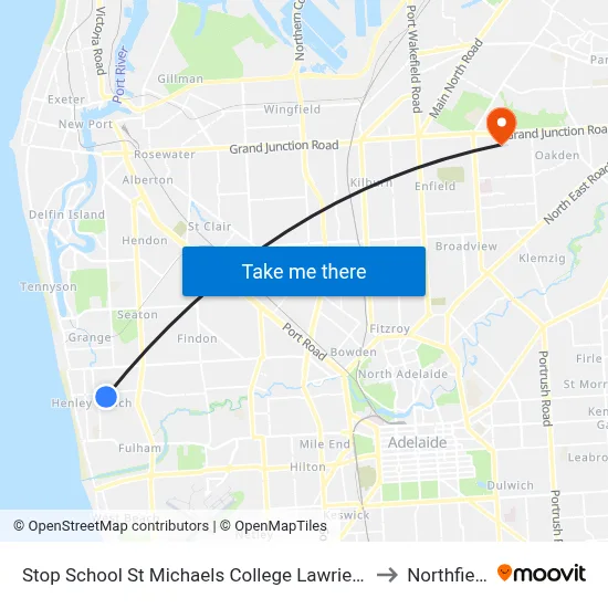 Stop School St Michaels College Lawrie St to Northfield map
