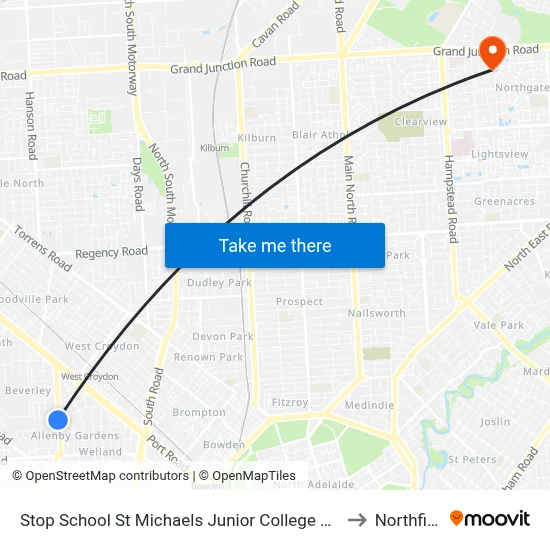 Stop School St Michaels Junior College East Av to Northfield map