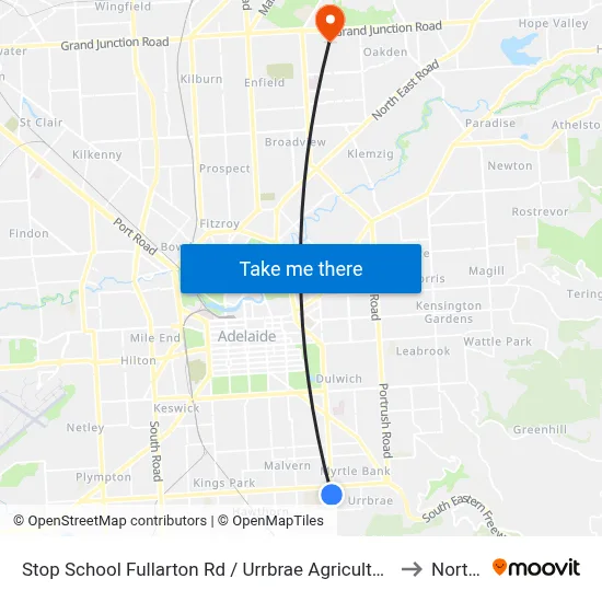 Stop School Fullarton Rd / Urrbrae Agricultural High School - West side to Northfield map