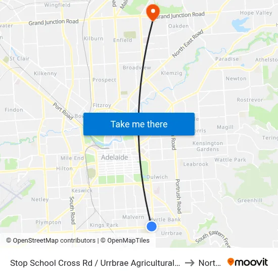 Stop School Cross Rd / Urrbrae Agricultural High School - North side to Northfield map