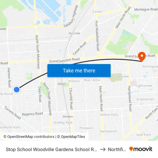 Stop School Woodville Gardens School Ridley Gr to Northfield map