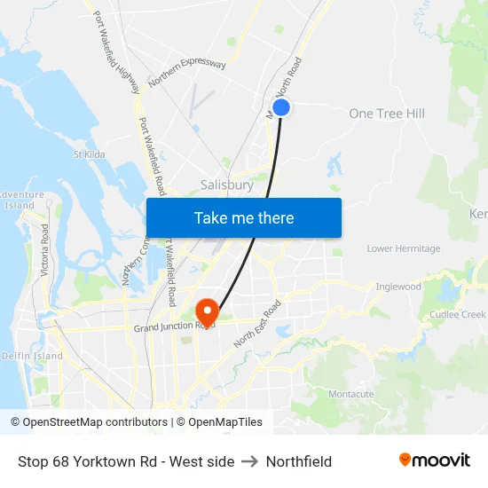 Stop 68 Yorktown Rd - West side to Northfield map