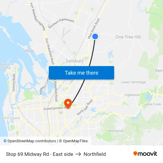 Stop 69 Midway Rd - East side to Northfield map