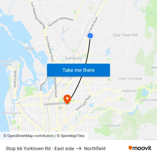 Stop 66 Yorktown Rd - East side to Northfield map