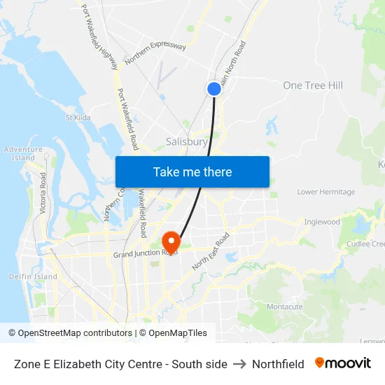 Zone E Elizabeth City Centre - South side to Northfield map