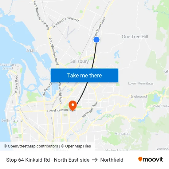Stop 64 Kinkaid Rd - North East side to Northfield map