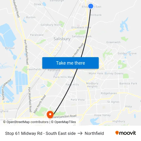Stop 61 Midway Rd - South East side to Northfield map