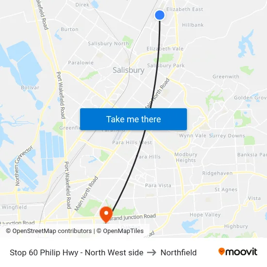 Stop 60 Philip Hwy - North West side to Northfield map