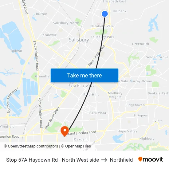 Stop 57A Haydown Rd - North West side to Northfield map