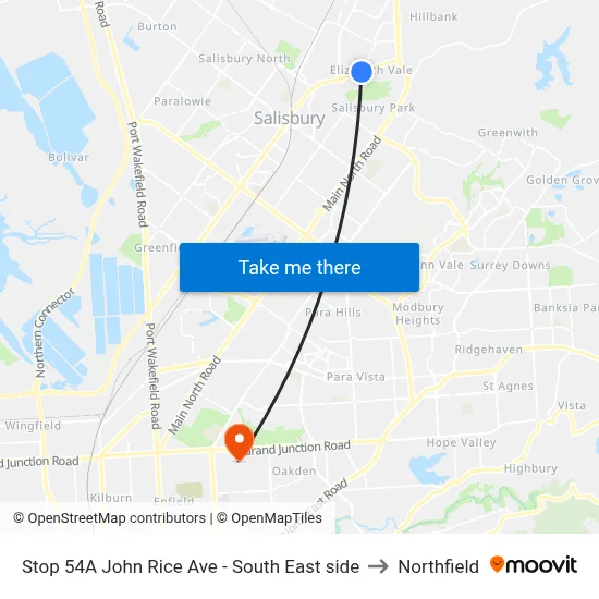 Stop 54A John Rice Ave - South East side to Northfield map