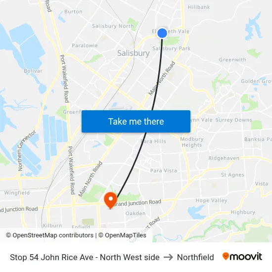 Stop 54 John Rice Ave - North West side to Northfield map