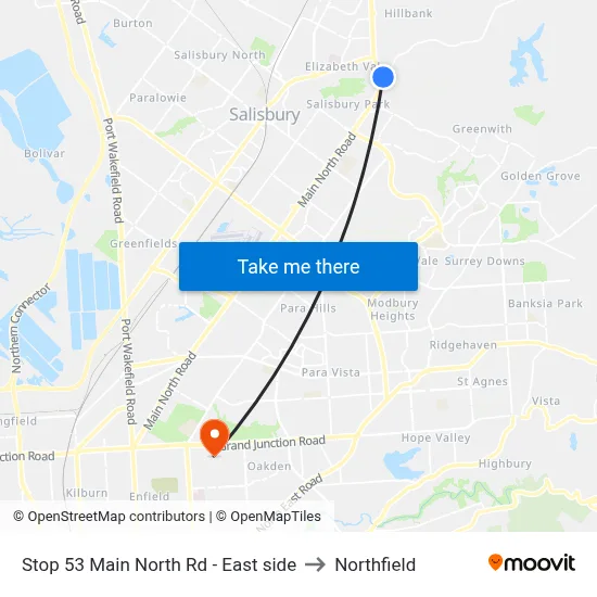 Stop 53 Main North Rd - East side to Northfield map